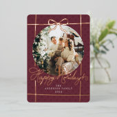 Prettige Feestdagen Modern Schrift Boog Burgundy 1 (Staand Voorkant)