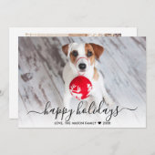 Prettige feestdagen Modern Script 2 Foto Kerstmis Feestdagenkaart (Voorkant / Achterkant)