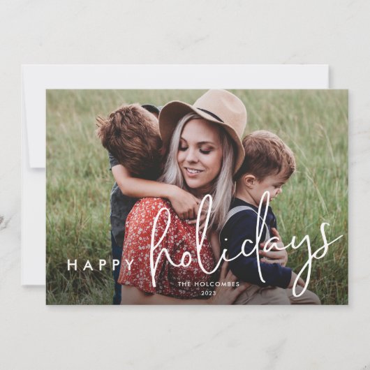 Prettige feestdagen Modern Script Feestdagenkaart (Voorkant)