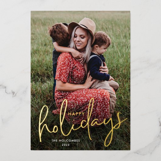 Prettige feestdagen Modern Script Foto (Voorkant)