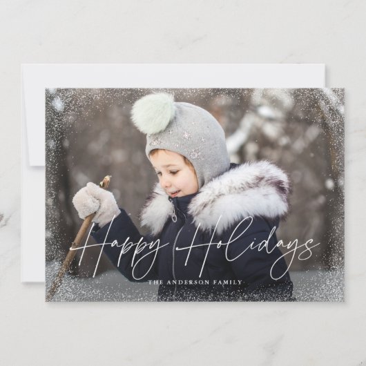 Prettige feestdagen Modern Script Foto Feestdagenkaart (Voorkant)