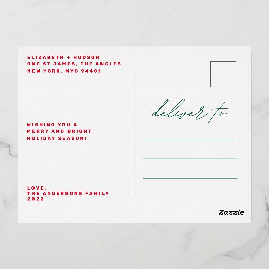 prettige feestdagen MODERN Script Gold Photo (Achterkant)