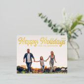 prettige feestdagen MODERN Script Gold Photo (Staand Voorkant)
