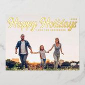 prettige feestdagen MODERN Script Gold Photo (Voorkant)