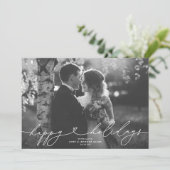 Prettige feestdagen Modern Script Heart Feestdagenkaart (Staand voorkant)