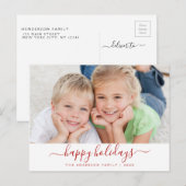 Prettige feestdagen Modern Script - Kerstfotokaart (Voorkant / Achterkant)