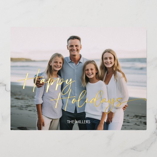 Prettige feestdagen Modern Script Minimaal 1 Foto (Voorkant)