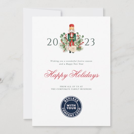 Prettige feestdagen Modern Script Nutcracker Feestdagenkaart (Voorkant)