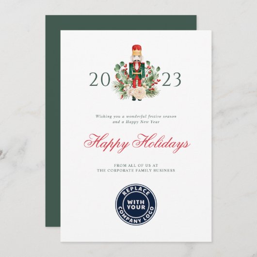 Prettige feestdagen Modern Script Nutcracker Feestdagenkaart (Voorkant / Achterkant)