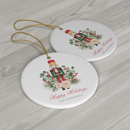 Prettige feestdagen Modern Script Nutcracker Keramisch Ornament