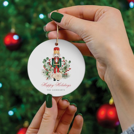 Prettige feestdagen Modern Script Nutcracker Keramisch Ornament