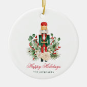 Prettige feestdagen Modern Script Nutcracker Keramisch Ornament (Voorkant)