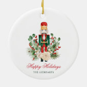 Prettige feestdagen Modern Script Nutcracker Keramisch Ornament (Achterkant)