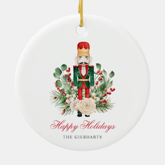 Prettige feestdagen Modern Script Nutcracker Keramisch Ornament (Achterkant)