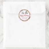 Prettige feestdagen Modern script Rode hulst logo  Ronde Sticker (Tas)