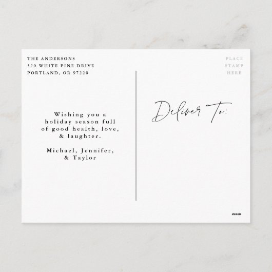 Prettige feestdagen Modern Script Snow Flurries Fo (Achterkant)