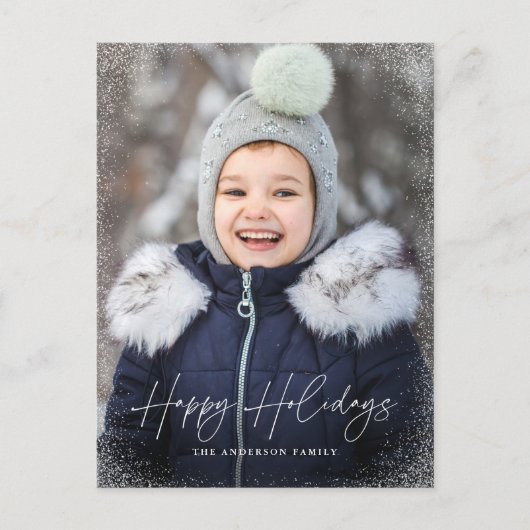 Prettige feestdagen Modern Script Snow Flurries Fo (Voorkant)