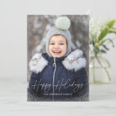 Prettige feestdagen Modern Script Snow Flurries Fo Feestdagenkaart (Staand voorkant)