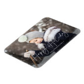 Prettige feestdagen Modern Script Snow Flurries Fo Magneet (Linkerzijde)