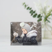 Prettige feestdagen Modern Script Snow Flurry Foto (Staand voorkant)