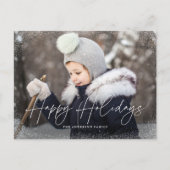 Prettige feestdagen Modern Script Snow Flurry Foto (Voorkant)