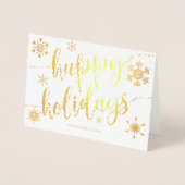 prettige feestdagen Modern Script Snowflake Corpor Folie Kaarten (Voorkant)