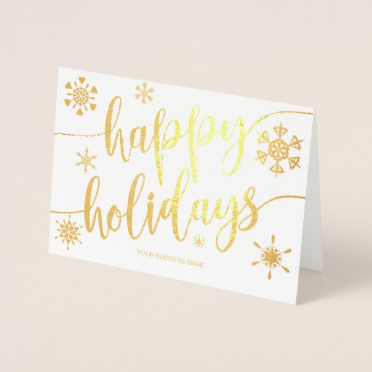 prettige feestdagen Modern Script Snowflake Corpor Folie Kaarten (Voorkant)