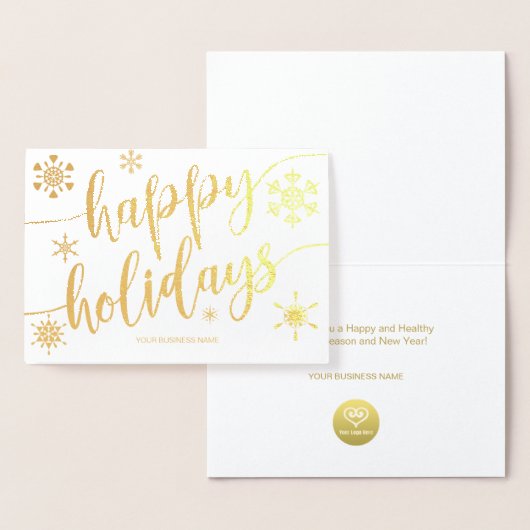 prettige feestdagen Modern Script Snowflake Corpor Folie Kaarten (Display)