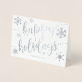 prettige feestdagen Modern Script Snowflake S Corp Folie Kaarten (Voorkant)