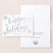 prettige feestdagen Modern Script Snowflake S Corp Folie Kaarten (Display)