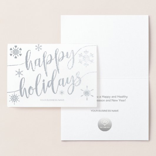 prettige feestdagen Modern Script Snowflake S Corp Folie Kaarten (Display)