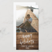 prettige feestdagen modern Script Type Rustisch ho Feestdagenkaart (Voorkant / Achterkant)