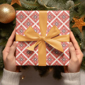 Prettige feestdagen Modern Vet Rood Bloemen Kerstm Cadeaupapier