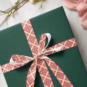 Prettige feestdagen Modern Vet Rood Bloemen Kerstm Satijnen Lint