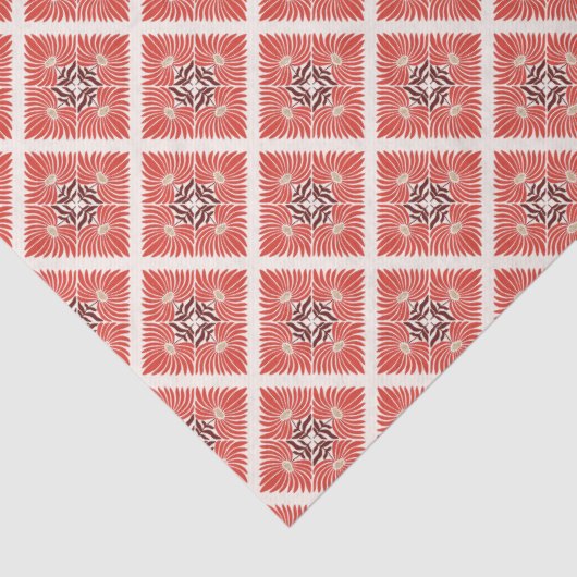 Prettige feestdagen Modern Vet Rood Bloemen Kerstm Tissuepapier (Detail)