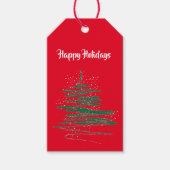 prettige feestdagen Modern Whimsical Tree Red Cadeaulabel (Voorkant)