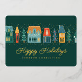 Prettige Feestdagen Modern Winter Sneeuw Dorp (Voorkant)