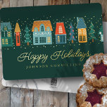 prettige feestdagen Modern Winter Snow Village<br><div class="desc">Uw zakelijke logo kan achteraan worden toegevoegd. Wijzig het vakantiebericht,  de bedrijfsnaam of de bedrijfsnaam. Hier te vinden op: http://www.zazzle.com/selectpartysupplies</div>