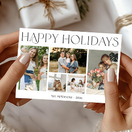 Prettige feestdagen Moderne 5 foto collage Feestdagenkaart