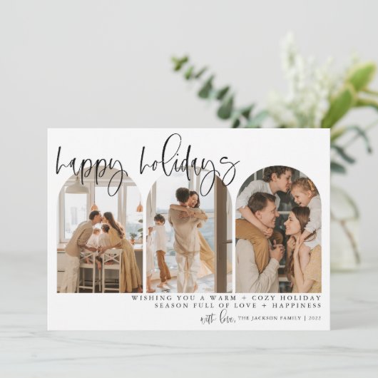 prettige feestdagen Moderne Arch Photo Chirstmas-k Feestdagenkaart (Staand voorkant)