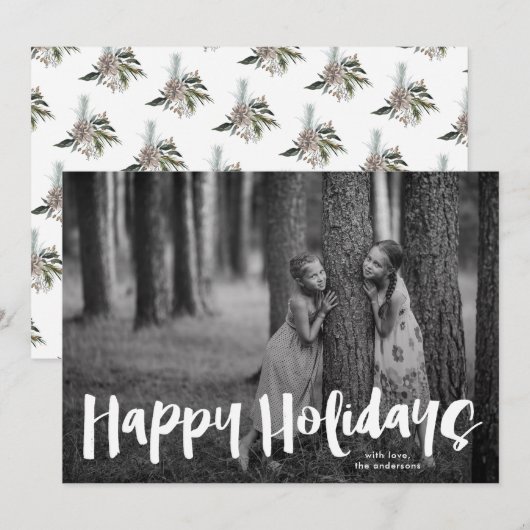 Prettige feestdagen Moderne "belettering" kerstfot Feestdagenkaart (Voorkant / Achterkant)