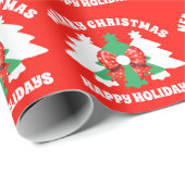 Prettige feestdagen Moderne bewerkbare Merry Chris Cadeaupapier (Rol Hoek)