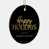 Prettige feestdagen Moderne Black Gold Business Keramisch Ornament (Rechts)