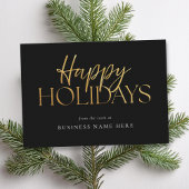 Prettige feestdagen Moderne Black Gold Script Busi Feestdagenkaart
