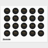 Prettige feestdagen Moderne Black Gold Script Busi Ronde Sticker (Vel)