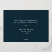 Prettige feestdagen Moderne Blauw Goud Typografie (Achterkant)