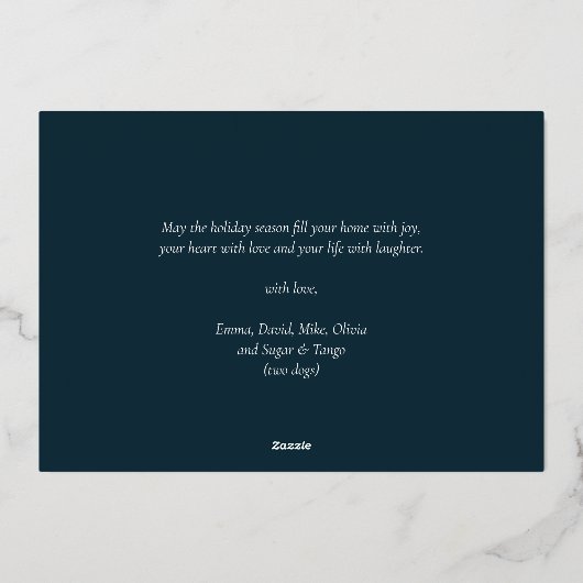 Prettige feestdagen Moderne Blauw Goud Typografie (Achterkant)