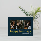 Prettige feestdagen Moderne Blauw Goud Typografie (Staand Voorkant)