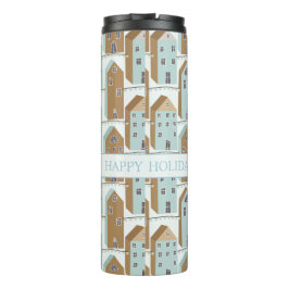 Prettige feestdagen Moderne Blauwe en Bruine Stads Thermosbeker