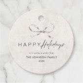 Prettige feestdagen Moderne Boho Minimal Bow Bedankjes Labels (Voorkant)